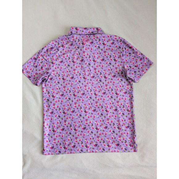 Vitamin G Performance Golf Polo Transfusion All Over Print Purple M Activewear - Picture 3 of 7